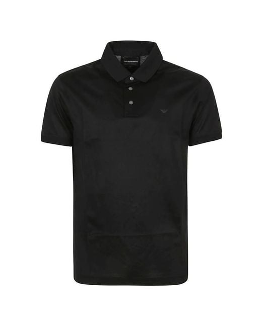 Emporio Armani Black Logo Cotton Blend Polo Shirt for men