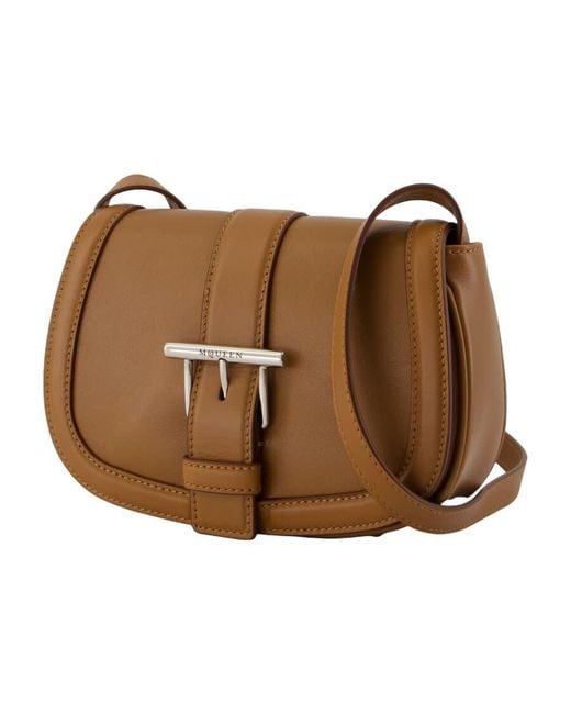 McQueen Brown T-Bar Satchel Mini Shoulder Bag