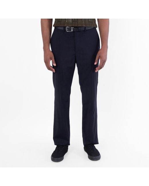 Fendi Blue Straight Leg Wool Trousers, Brand Size 50 (Waist for men