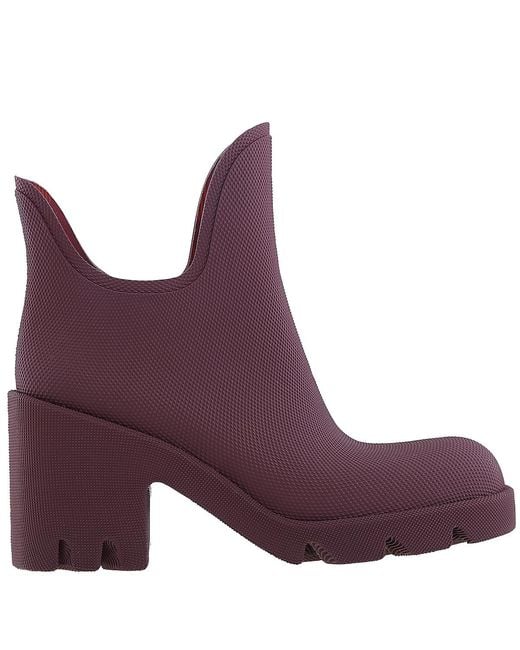 Burberry Purple Water-Resistant Pebbled Rubber Boots, Brand Size 37 (Us