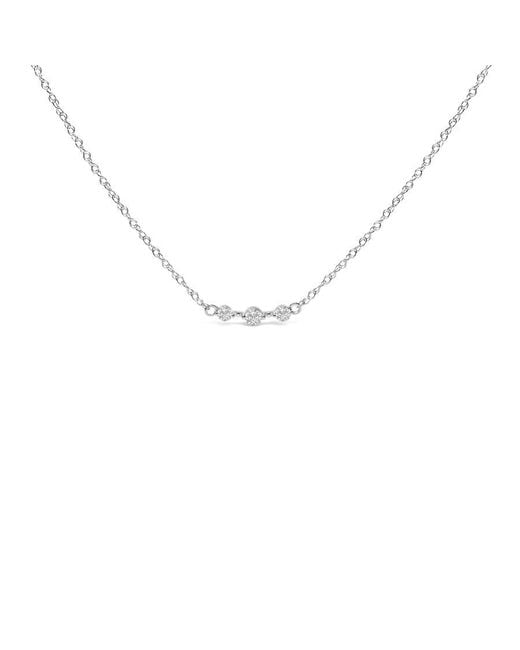 Haus of Brilliance Metallic Sterling 1/5 Cttw Lab Grown Diamond 3 Stone Station Necklace