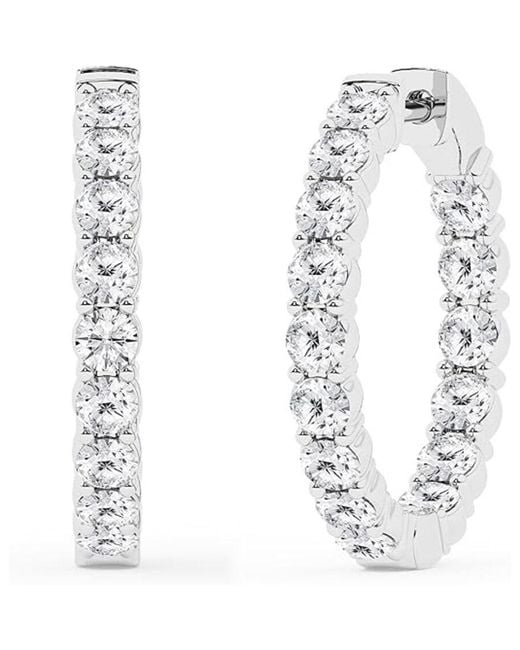 Brilliant Diamond White 3.00 Carat Round Lab Grown Inside Out Diamond Hoop Earrings for men