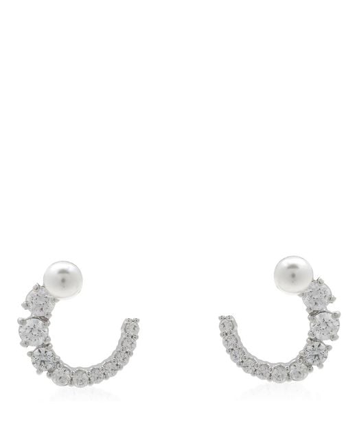 Swarovski Metallic Matrix Pierced Earrings Stud Circle Rhodium Shiny
