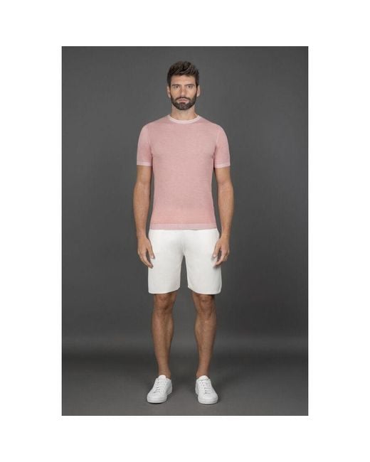 Moorer Gray Light Short Sleeve Sweater for men