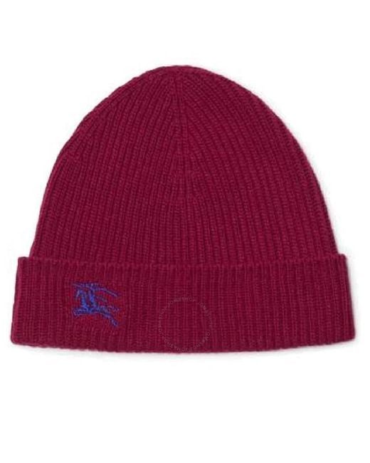 Burberry Purple Ribbed Knit Ekd Cashmere Beanie for men