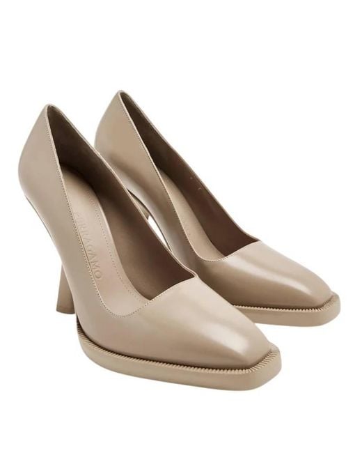 Ferragamo Metallic Anser X5 Leather Pumps