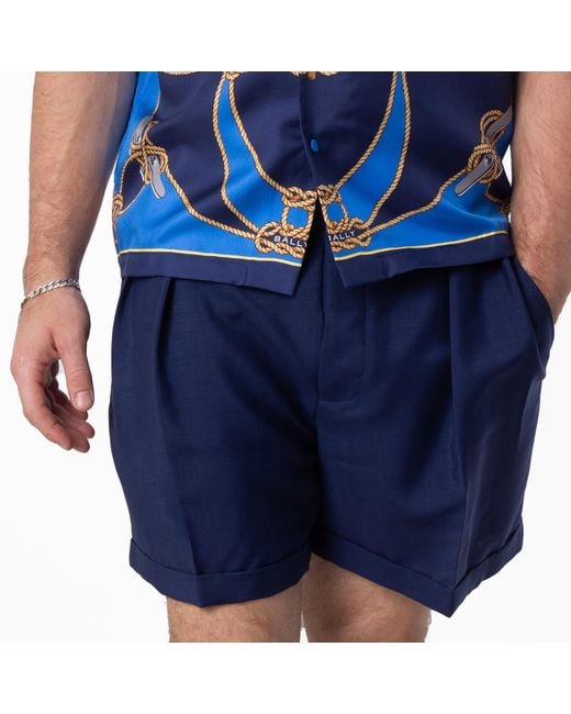 Bally Blue Marine Wool Bermuda Shorts for men