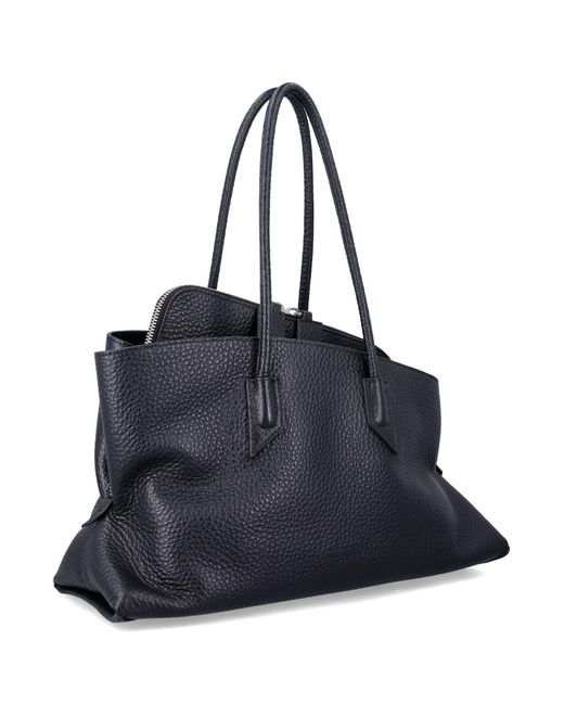The Attico Blue La Passeggiata Medium Grainy Leather Tote