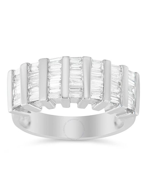 Haus of Brilliance Metallic Sterling Silver 1 Ct. Tdw Multi-row Baguette Diamond Ring