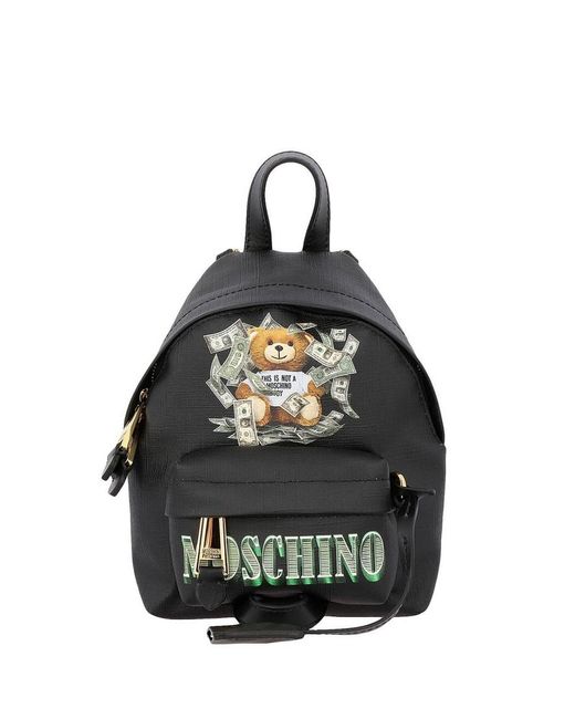 Moschino Black Teddy Bear Dollar Mini Backpack