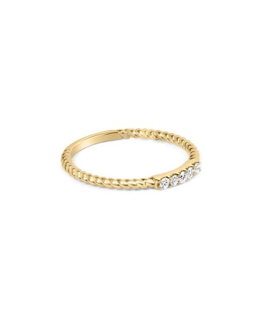 Haus of Brilliance Metallic 10K 1/10 Cttw Diamond 5 Stone Braided Shank Band Ring (I-J Color, I2-I3 Clarity)