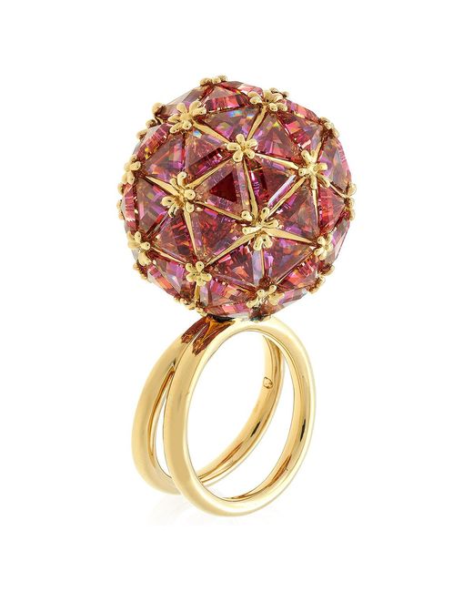 Swarovski Metallic Ladies Curiosa Round Cocktail Ring, Size 50