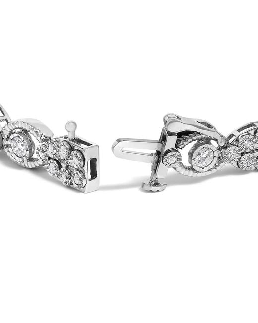 Haus of Brilliance Metallic 10K 2.0 Cttw Diamond Milgrain Cluster Link Bracelet