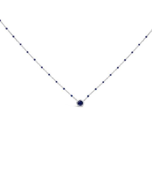 Haus of Brilliance Metallic Sterling Created Sapphire Bead Chain Necklace 18 Inch