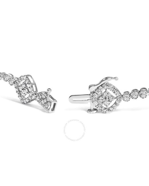 Haus of Brilliance Metallic Sterling 3.0 Cttw Diamond Halo Square Shape Link Bracelet (I-J Color, I3 Clarity)