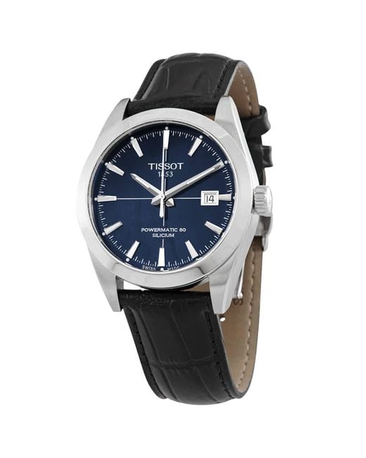 Tissot Metallic Gentleman Powermatic 80 Automatic Chronometer Blue Dial Watch for men