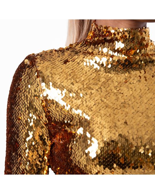 Burberry Red Ladies Sequinned Turtleneck Top