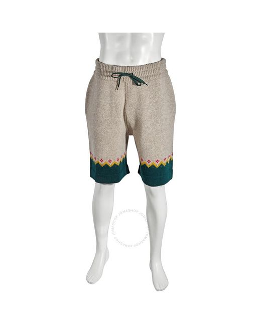 Burberry Natural Gunley Fair Isle Wool Drawcord Shorts for men