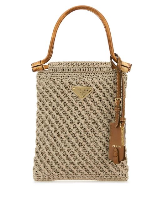 Prada Natural Cappuccino Crochet Handbag