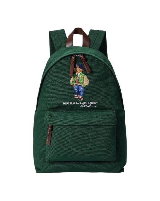 Polo Ralph Lauren Green Embroidered Polo Bear Cotton Backpack for men