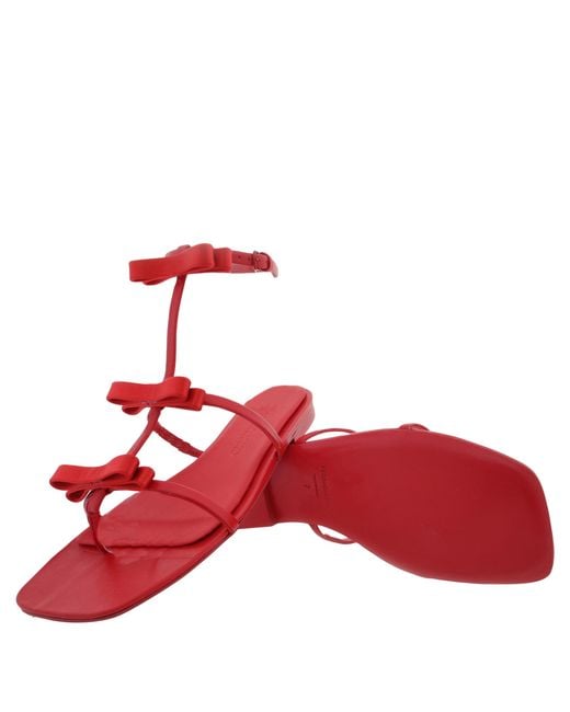 Ferragamo Red Vara Bow Ankle-Strap Sandals