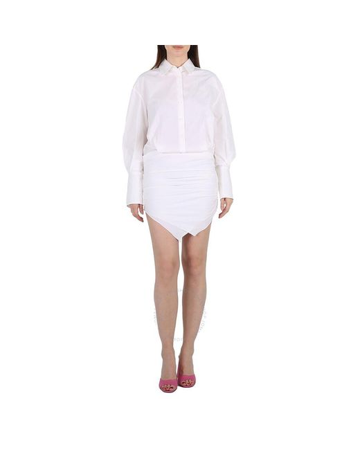 The Attico White Long-sleeved Hatty Mini Dress
