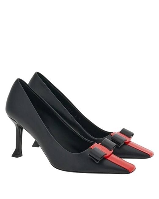 Ferragamo Blue Siwar 85 Vara Bow Pumps