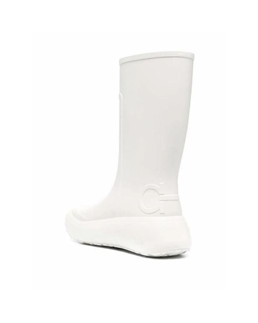 Ferragamo White Rubber Boots