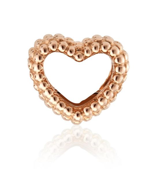 Pandora Metallic 14K Rose-Plated Beaded Open Heart Charm