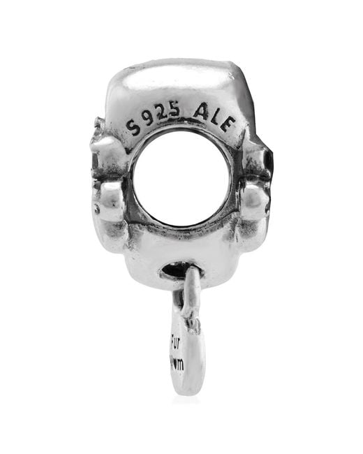 Pandora White Paw Heart Sterling Charm With Clear Cubic Zirconia