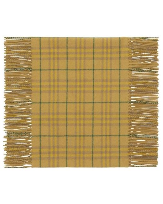 Burberry Green Check-Print Fringed Scarf