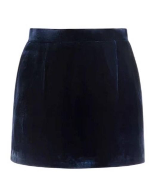 Bally Women's Blue Marine Velvet Mini Skirt Brand Size 40 Us