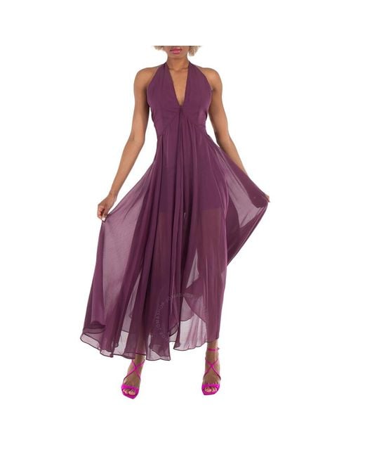 ROTATE BIRGER CHRISTENSEN Purple Chiffon Halterneck Dress