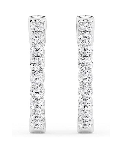 Brilliant Diamond White 1.00 Carat Round Lab Grown Inside Out Diamond Hoop Earrings for men