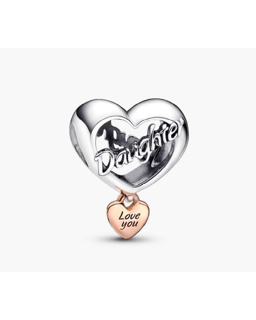 Pandora White Daughter Sterling And 14K Rose-Plated Charm