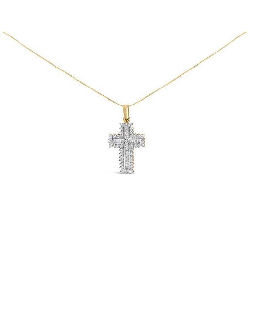 Haus of Brilliance Metallic 14K 2.0 Cttw Multi-Row Diamond Cross Pendant Necklace