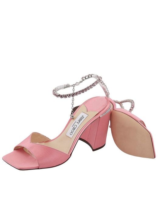 Jimmy Choo Pink Saeda 85 Block Heel Sandals