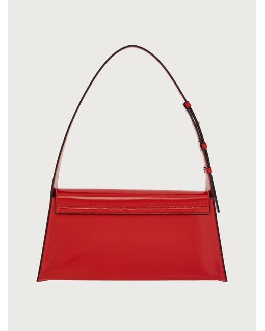 Ferragamo Red Prisma Leather Shoulder Bag