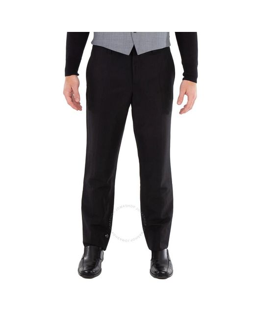 Burberry Black Dover Wool Linen Cropped Tailored Trousers for men