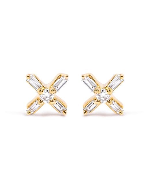 Haus of Brilliance Metallic 10K 1/10 Cttw Round And Baguette Diamond Criss Cross X Stud Earring (H-I Color, I1-I2 Clarity)