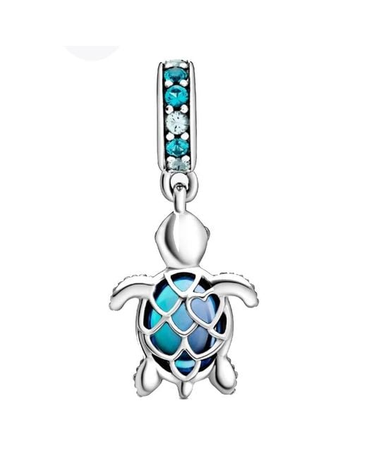 Pandora Blue Murano Glass Sea Turtle Sterling Dangle Charm for men