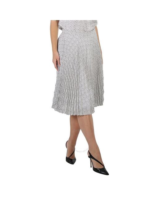 Burberry Gray Tb Monogram Pleated High-waist Skirt