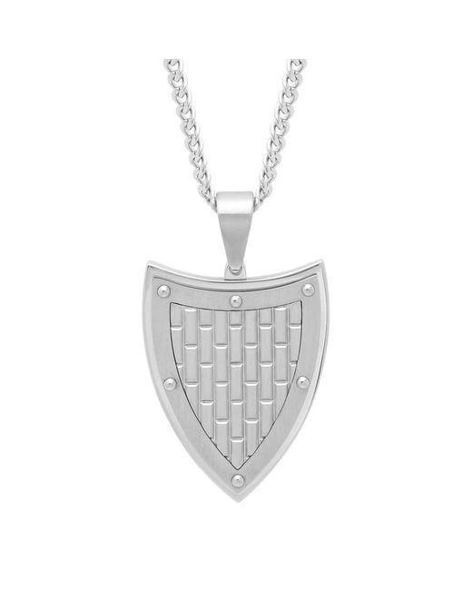 Robert Alton Metallic Brick Pattern Stainless Steel Shield Pendant for men
