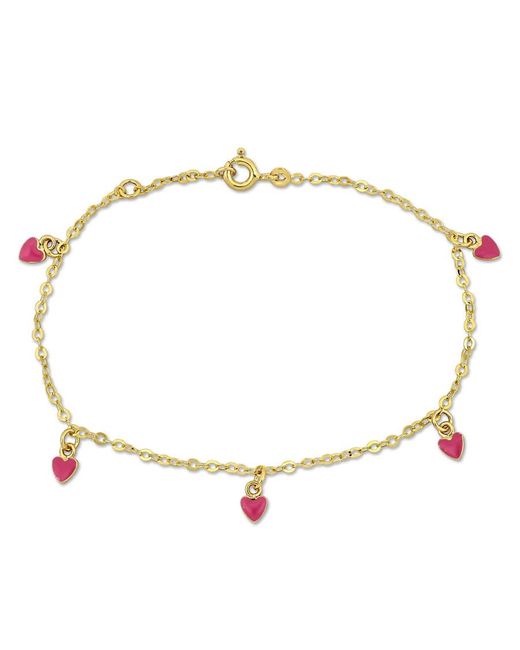 Amour Metallic Enamel Heart Charm Link Chain Station Bracelet