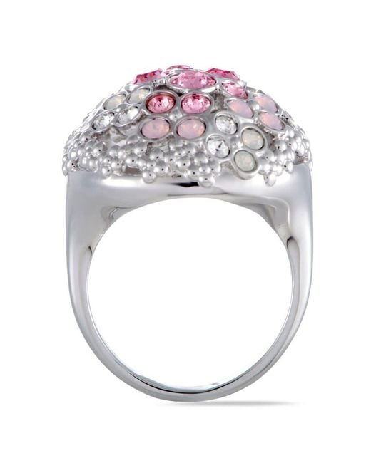 Swarovski Metallic Cherie And Clear Crystals Flowers Ring