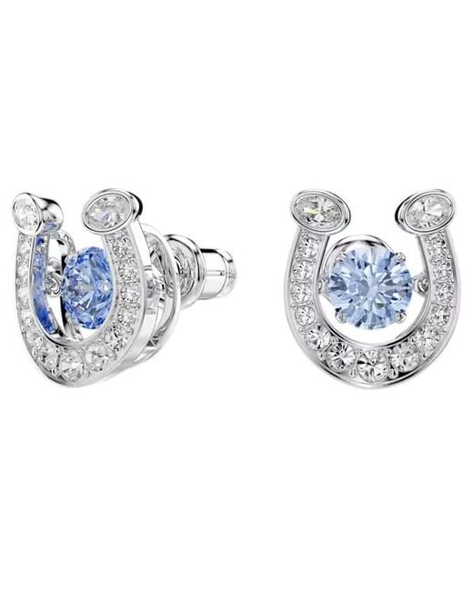 Swarovski Blue Symbolica Horse Shoe Stud Earrings