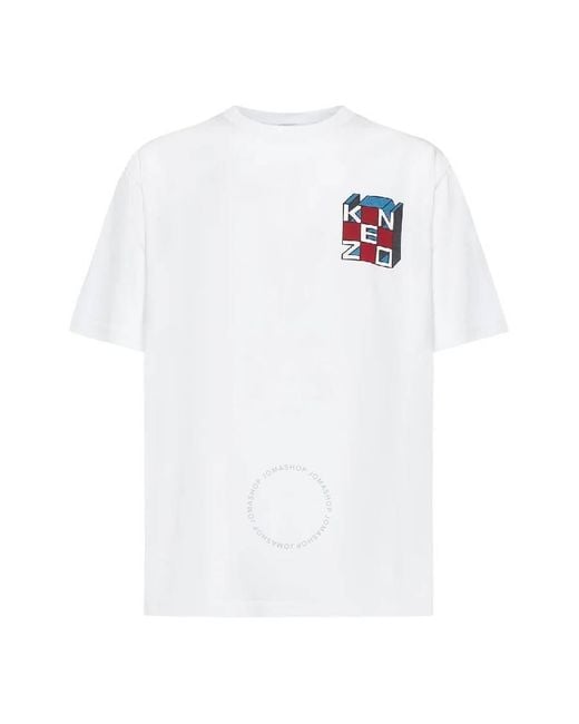 KENZO White Kube Logo-Print T-Shirt for men