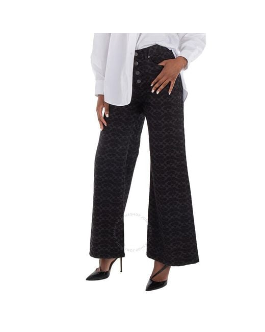 COACH Black Signature Wide-Leg Denim Jeans, Size 2