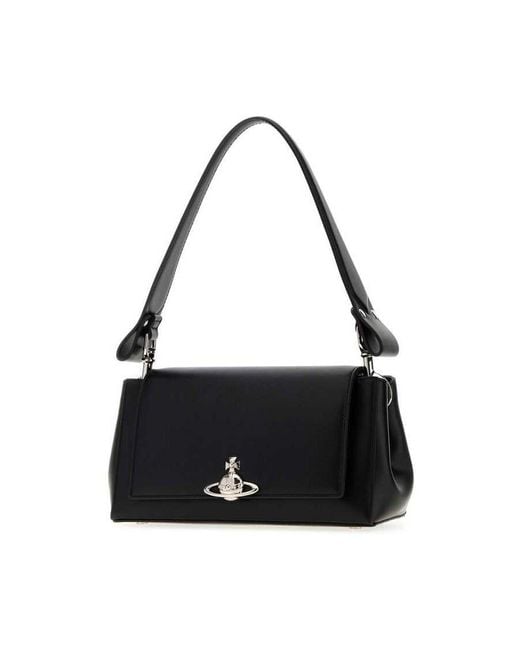 Vivienne Westwood Black Synthetic Leather Medium Hazel Shoulder Bag Borse A Mano