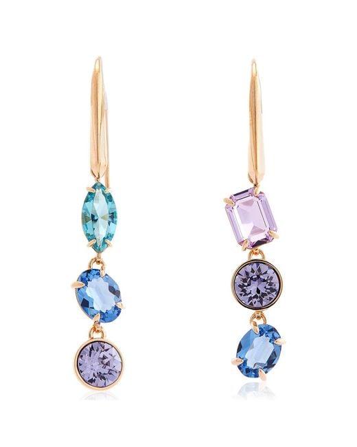 Swarovski Blue Gema-Tone Plated Asymmetrical Earrings